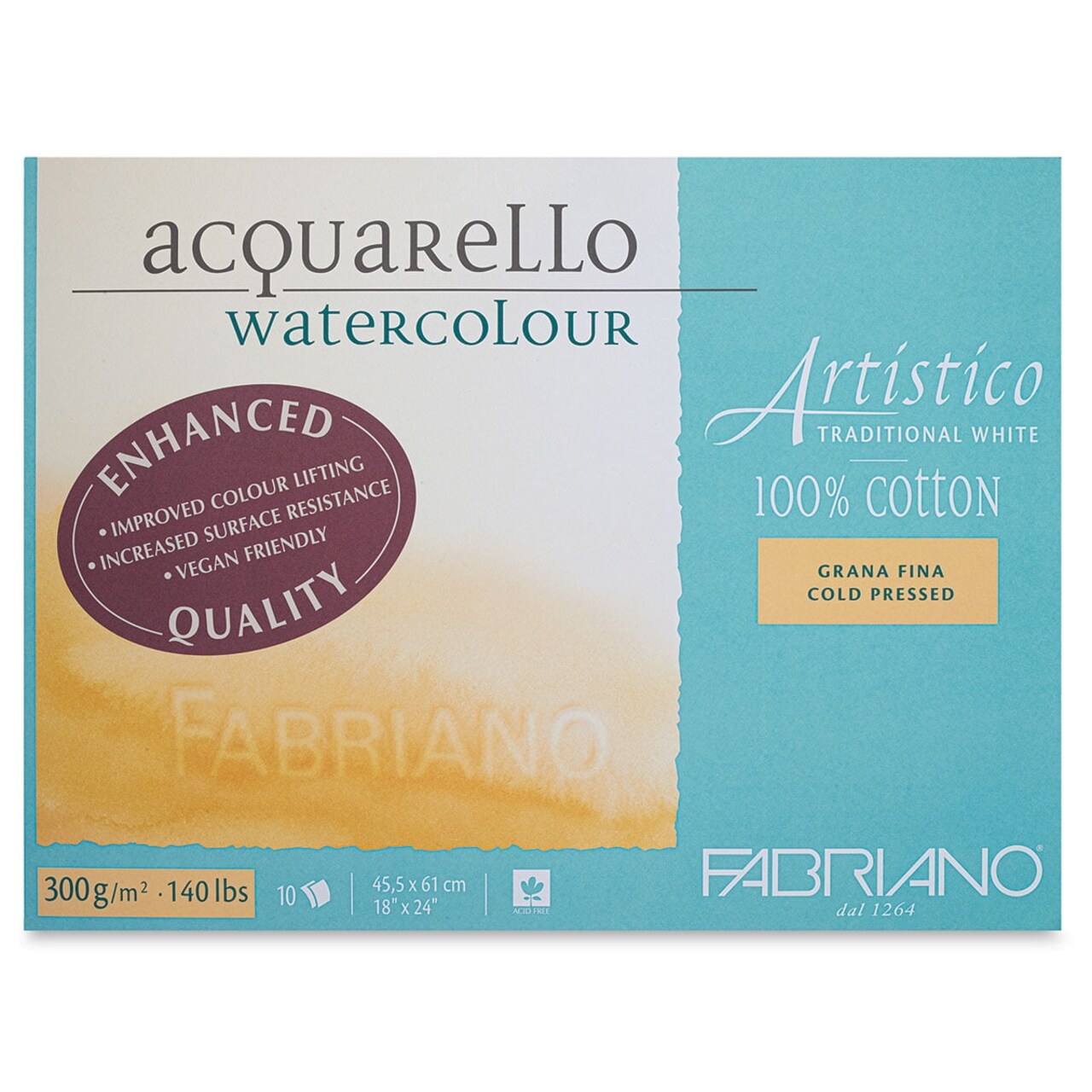 Fabriano Artistico Traditional White Watercolor Block, 140 lb./300 gsm